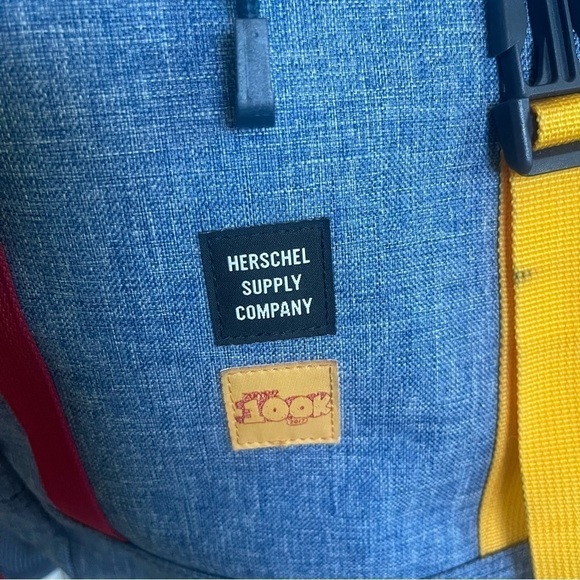Herschel Supply & Co Y2K Backpack Yin Yang Pattern Vintage Blue Red Yellow - Picture 5 of 16